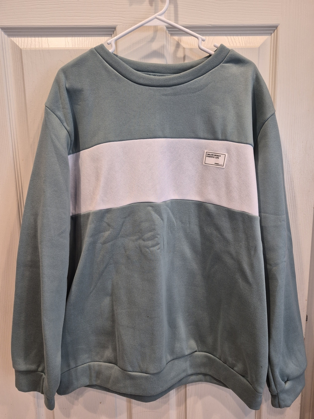 Shein Women's Aqua and White Colorblock Sweater